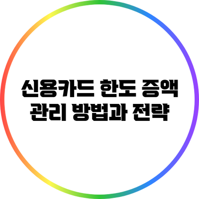 신용카드 한도 증액 관리 방법과 전략