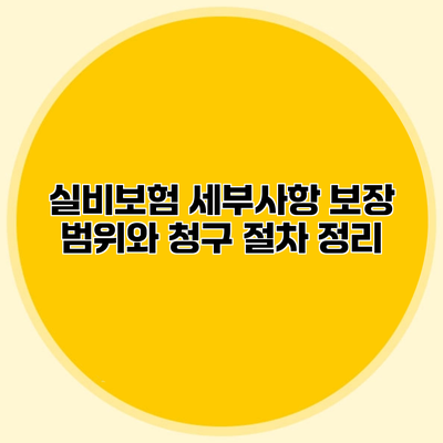 실비보험 세부사항 보장 범위와 청구 절차 정리