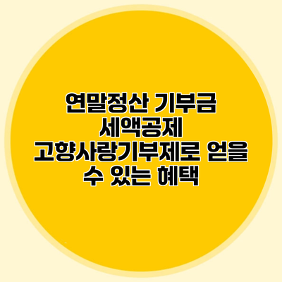 연말정산 기부금 세액공제 고향사랑기부제로 얻을 수 있는 혜택