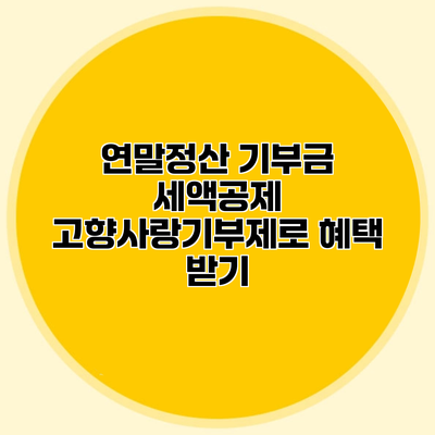 연말정산 기부금 세액공제 고향사랑기부제로 혜택 받기