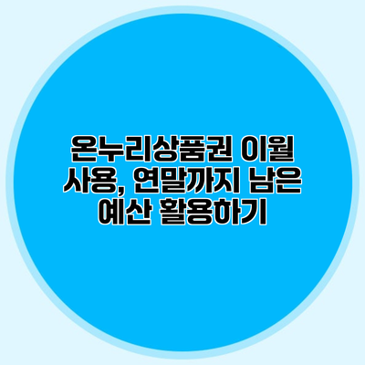 온누리상품권 이월 사용, 연말까지 남은 예산 활용하기