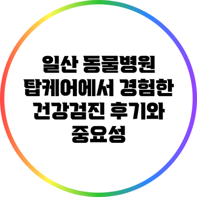 일산 동물병원 탑케어에서 경험한 건강검진 후기와 중요성