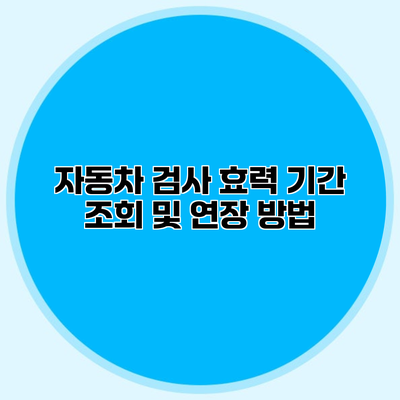 자동차 검사 효력 기간 조회 및 연장 방법