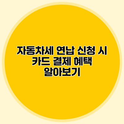 자동차세 연납 신청 시 카드 결제 혜택 알아보기