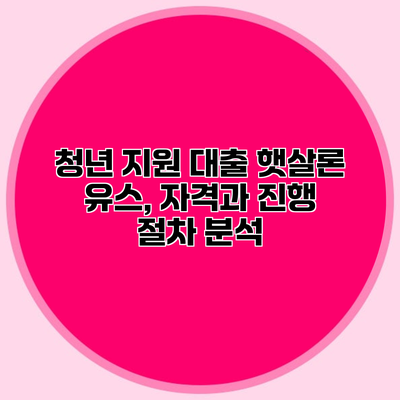 청년 지원 대출 햇살론 유스, 자격과 진행 절차 분석