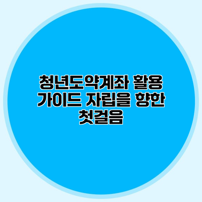 청년도약계좌 활용 가이드 자립을 향한 첫걸음