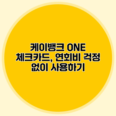 케이뱅크 ONE 체크카드, 연회비 걱정 없이 사용하기