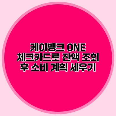 케이뱅크 ONE 체크카드로 잔액 조회 후 소비 계획 세우기