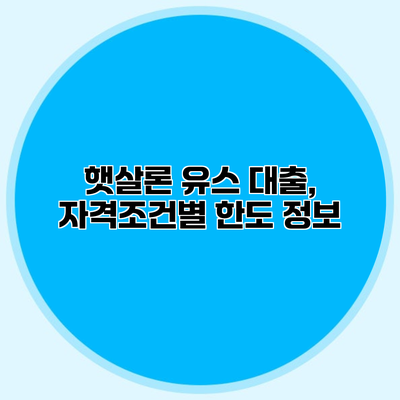 햇살론 유스 대출, 자격조건별 한도 정보