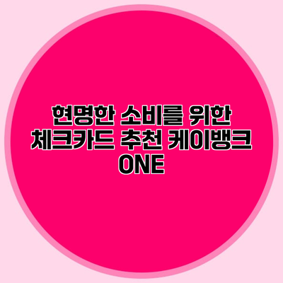 현명한 소비를 위한 체크카드 추천 케이뱅크 ONE