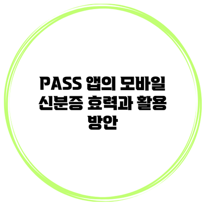 PASS 앱의 모바일 신분증: 효력과 활용 방안
