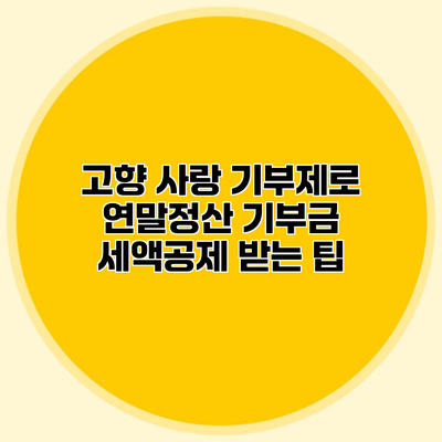 고향 사랑 기부제로 연말정산 기부금 세액공제 받는 팁