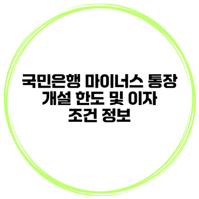 국민은행 마이너스 통장 개설 한도 및 이자 조건 정보