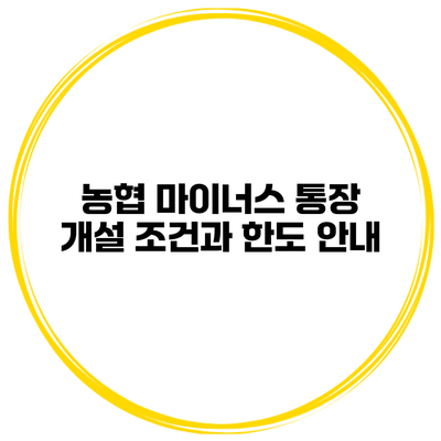 농협 마이너스 통장 개설 조건과 한도 안내