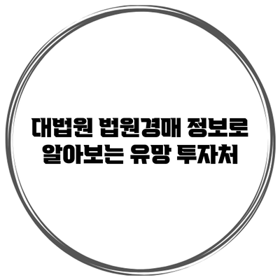 대법원 법원경매 정보로 알아보는 유망 투자처