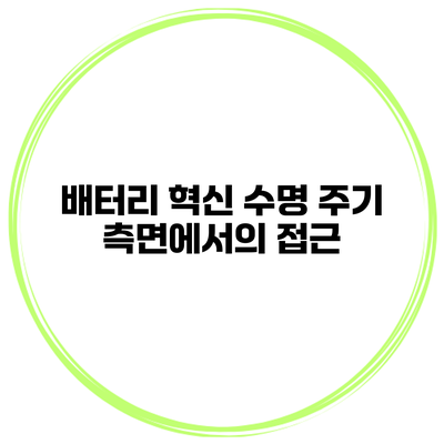 배터리 혁신 수명 주기 측면에서의 접근