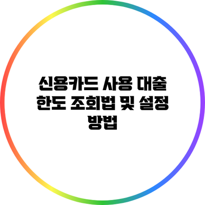 신용카드 사용 대출 한도 조회법 및 설정 방법