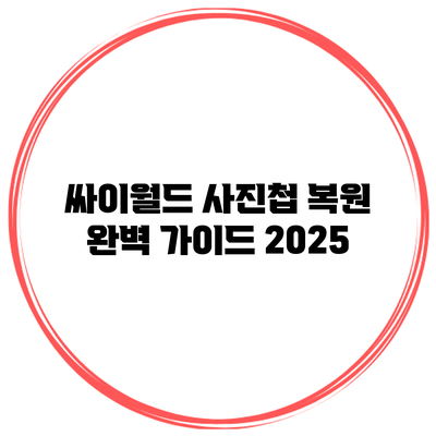 싸이월드 사진첩 복원 완벽 가이드 2025