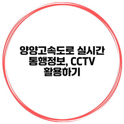 양양고속도로 실시간 통행정보, CCTV 활용하기