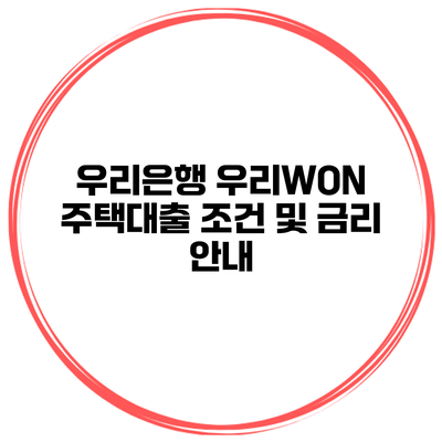 우리은행 우리WON 주택대출 조건 및 금리 안내