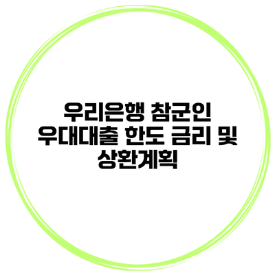 우리은행 참군인 우대대출 한도 금리 및 상환계획