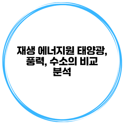 재생 에너지원 태양광, 풍력, 수소의 비교 분석