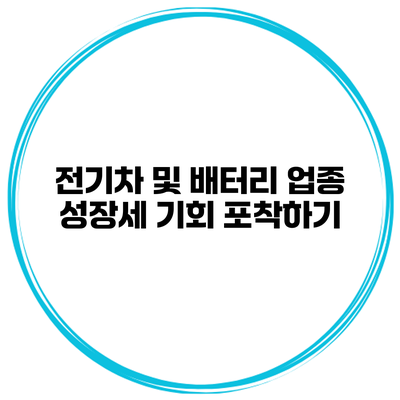 전기차 및 배터리 업종 성장세 기회 포착하기