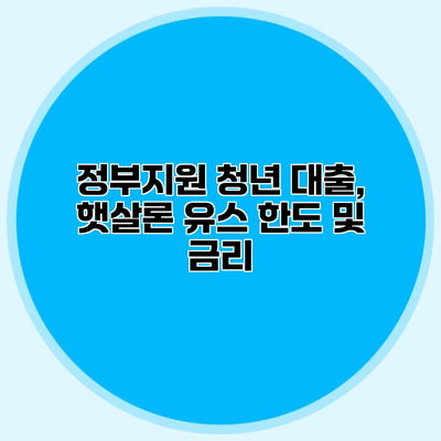 정부지원 청년 대출, 햇살론 유스 한도 및 금리